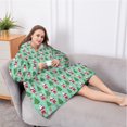 thumbnail image 5 of Oversized Wearable Blanket Hoodie,Light Blue Christmas Santa and Tree Pattern Sherpa Blanket Hoodie with Super Pockets,Super Warm Fuzzy Pullover for Women & Men, 5 of 6