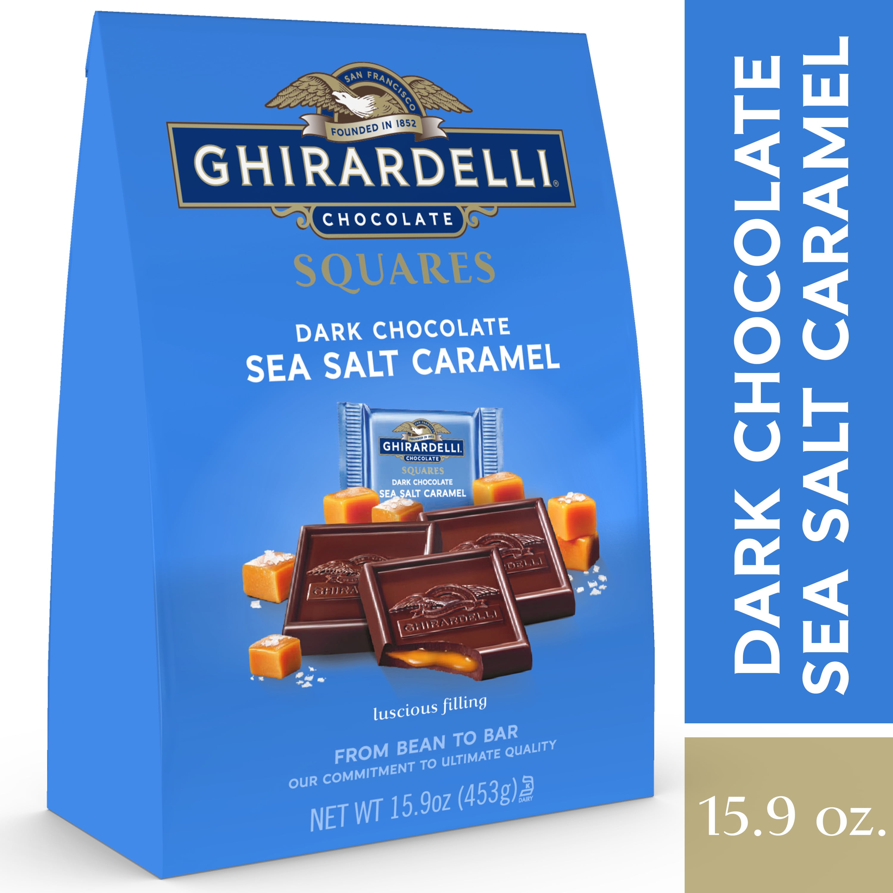 GHIRARDELLI Dark Chocolate Sea Salt Caramel Squares, 15.9 Oz Bag