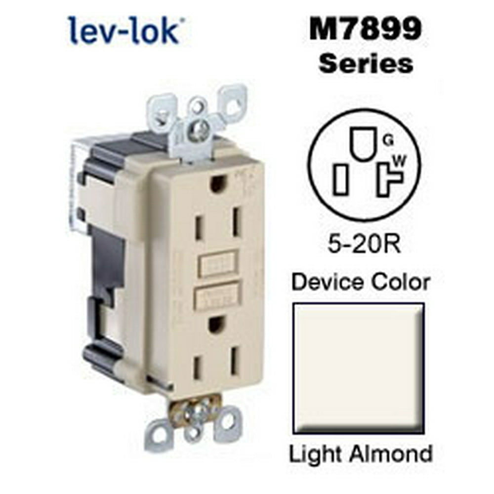 Leviton M7899T 520R LevLok SmartLockPRO GFCI Receptacle Commercial Light Almond Walmart