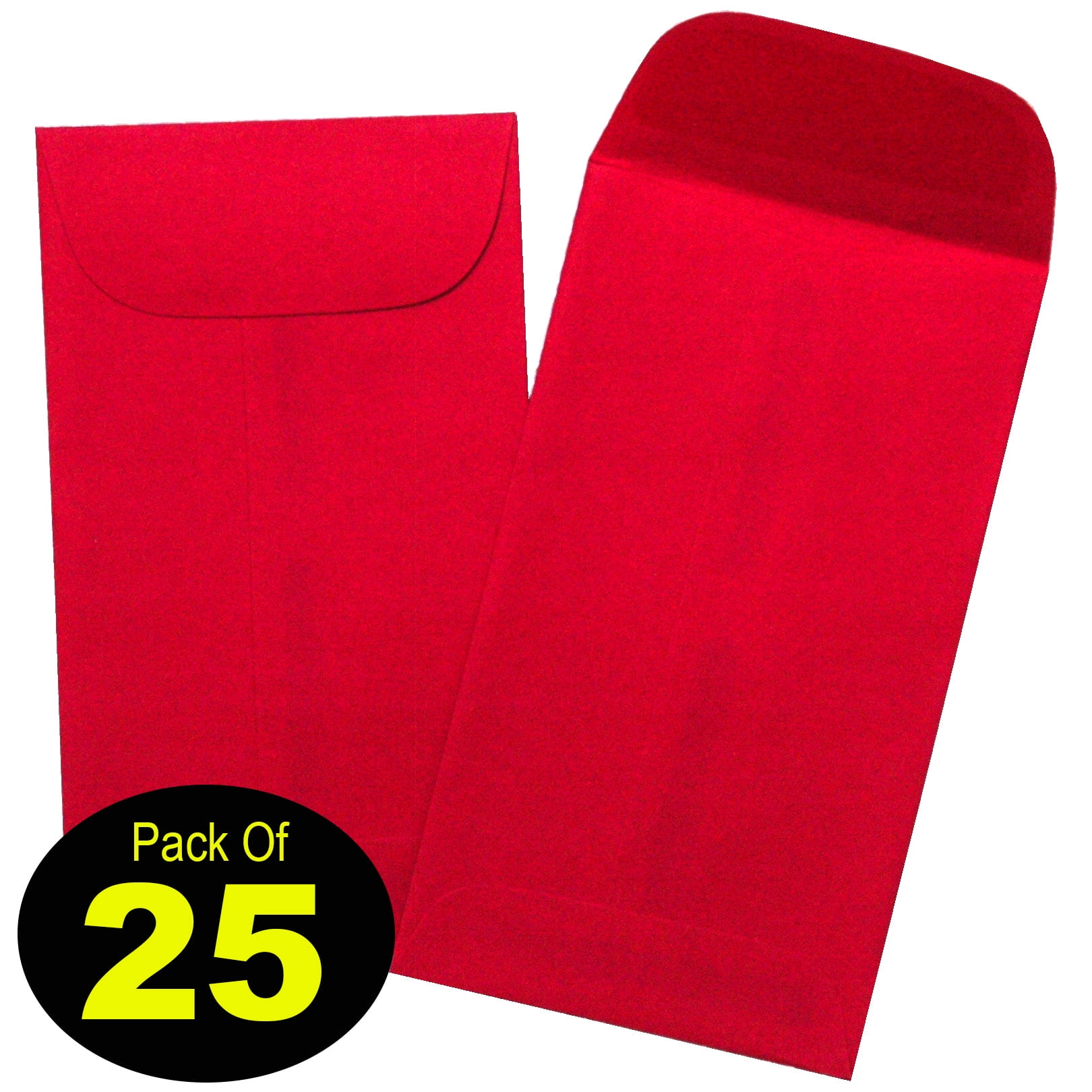 Red Coin Envelopes, Size 51/2, 31/8 x 51/2", 24 Lb., Pack of 25