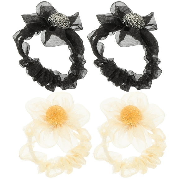 OUNONA 4Pcs Fashionable Silk Hair Scrunchies Floral Hair Ropes for Decoration Assorted Color