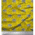 thumbnail image 1 of Soimoi Yellow Cotton Voile Fabric Leaves & Artistic Elephant Animal Decor Fabric Printed Yard 56 Inch Wide, 1 of 1