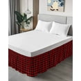 thumbnail image 4 of Rustic Checkered Wrap Around Bed Skirts for King Bed 16" Drop, Bed Skirt with Adjustable Elastic Belt Dust Ruffle Bed Valance for Bedroom Hotel Luxury Black Red Buffalo Plaid Bed Frame Cover, 4 of 7