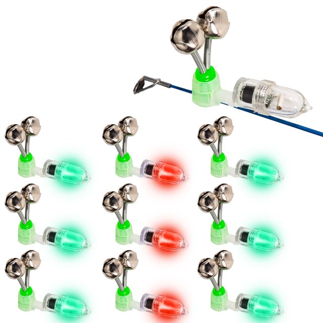 10 Pcs Indicateur de Morsure de Canne à Pêche de Nuit LED avec Anneau