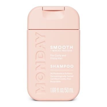 MONDAY Haircare SMOOTH Shampoo Softens Tames Curly Wavy Hair, Wheat Protein, Avocado Oil, 1.69 fl oz