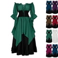 thumbnail image 2 of Renaissance Dress Women 2026 Halloween Long Sleeve Off The Shoulder Medieval Dress Flowy Maxi Dresses Green L, 2 of 5