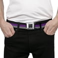 thumbnail image 3 of Buckle-Down Belt, Seatbelt Buckle Belt, Stripes Black Purple Gray, 34 to 52 Inches, 3 of 7