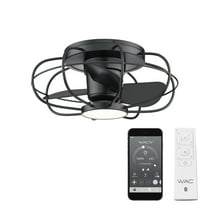 Aella Indoor and Outdoor 3-Blade Smart Caged Ceiling Fan 22in Matte Black with 3000K LED Light Kit and Remote Control