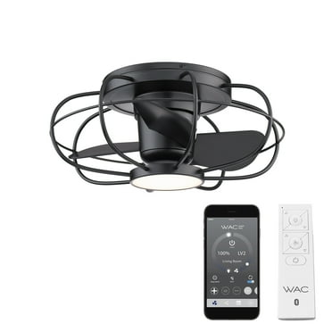 Aella Indoor and Outdoor 3-Blade Smart Caged Ceiling Fan 22in Matte Black with 3000K LED Light Kit and Remote Control