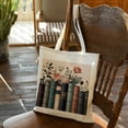 thumbnail image 6 of COMIO  Women's Booktrovert Canvas Tote Bag Funny Flowers Books Graphic Book Lover Gift Reading Reusable Shopping Bag, 6 of 8