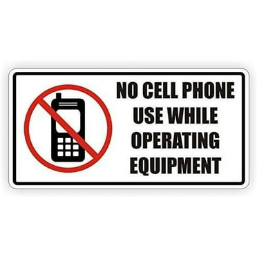 No Cell Phone Use While Operating Equipment Vinyl Decal Sticker Label