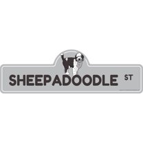 Sheepadoodle Street Sign | Indoor/Outdoor | Dog Lover Funny Home Décor for Garages, Living Rooms, Bedroom, Offices | SignMission personalized gift | 20" Wide