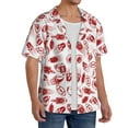 thumbnail image 2 of Uemuo Red Football Pattern Cotton Linen Short Sleeve Shirts,Casual Lightweight Button Down Shirts,Vacation Beach Summer Tops-Medium, 2 of 7