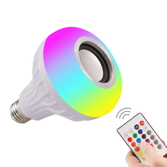 Smart E27 RGB Bluetooth Speaker LED Bulb Light 12W Music Playing Dimmable Wireless LED Lamp with 24 Keys Remote Control