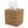 thumbnail image 1 of Lie Caja de Pañuelos de Ratán Servilletero para Hogar Oficina Coche natural, 14x14x15cm, 1 of 1