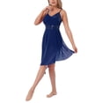 thumbnail image 6 of Miutii Womens Lyrical Dance Dress Sleeveless Asymmetrical High-Low Skirt Modern Contemporary Dance Navy_Blue M, 6 of 8