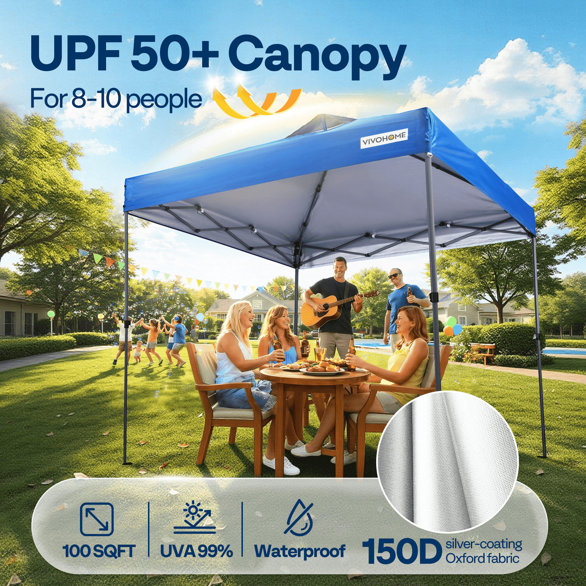 SPECSTAR 10' x10' Pop-up Canopy Tent One Push Setup Instant Tent with Center Lock, Wheel Carry Bag and 4 Sandbags for Events Parties, Blue