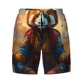 thumbnail image 4 of Lsque Mens Swim Trunks Prairie Meditating Raccoon Pattern - Bathing Suit Compression Liner - Beach Swim Shorts Swimwear - (S-3XL) - Stretch Quick Dry -X-Large, 4 of 9