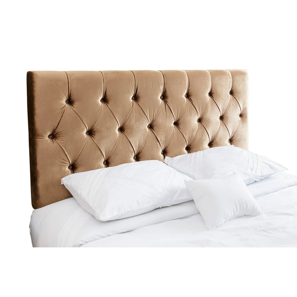 Lainey Tufted Gold Velvet Headboard, Queen/Full