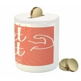 thumbnail image 3 of Fitness Piggy Bank, Get It Lettering with Bodybuilder Man Arms Biceps Be Strong Achievement, Ceramic Coin Bank Money Box for Cash Saving, 3.6" X 3.2", Coral and White, by Ambesonne, 3 of 4
