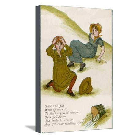 Jack and Jill after They Have Fallen Down the Hill Stretched Canvas Print Wall Art By Kate Greenaway
