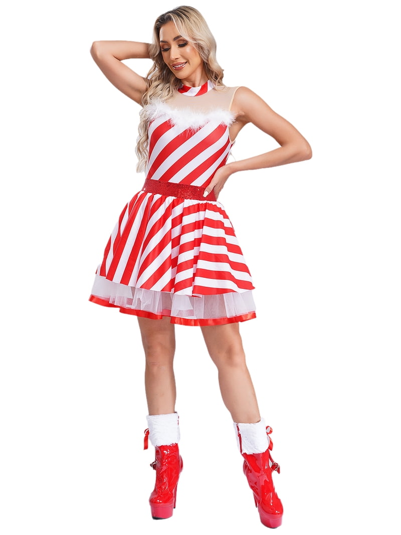 candy cane sequin dress white christmas dresses Red Sequin Candy Cane Dress