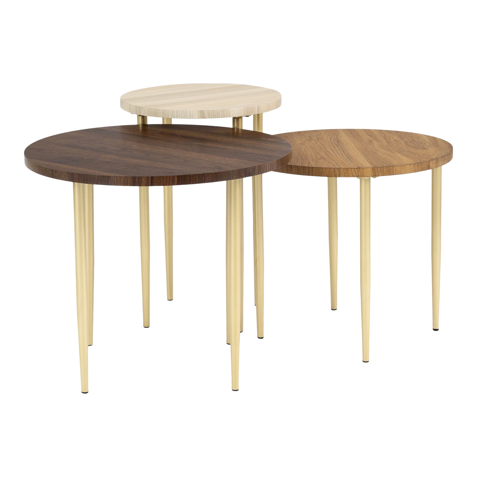 Desert Fields Camelia 3-Piece Nesting Coffee Table Set, Dark Walnut