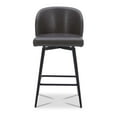 thumbnail image 3 of CHITA 27" Swivel Upholstered Counter Bar Stools Set of 2 with Back & Metal Legs, Faux Leather in Retro Gray, 3 of 12