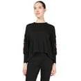 thumbnail image 3 of MeMoi Women's Oversized Dropped Sleeve Top with Ribbed Cuff and Embroidery - Womens - Female, 3 of 6
