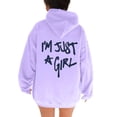 thumbnail image 5 of NinXxx Women's Letter Print Hoodie Long Sleeve with Pockets Purple XL, 5 of 8