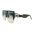 thumbnail image 3 of Womens Luxury Rimless Jewel Rectangle Designer Mafia Fashion Sunglasses Green - Navy Brown, 3 of 4