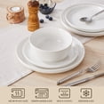thumbnail image 4 of MALACASA Ceramic Dinnerware Set 18-Piece, Service for 6, Plates Bowls Set Dinner Plates Microwave Dishwasher Safe, White, Series MINA, 4 of 9