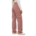 thumbnail image 6 of Sunnin Women Solid Color Button Elastic Waist Cargo Pants Casual Loose Hiking Lounge Pants with Pockets, 6 of 8