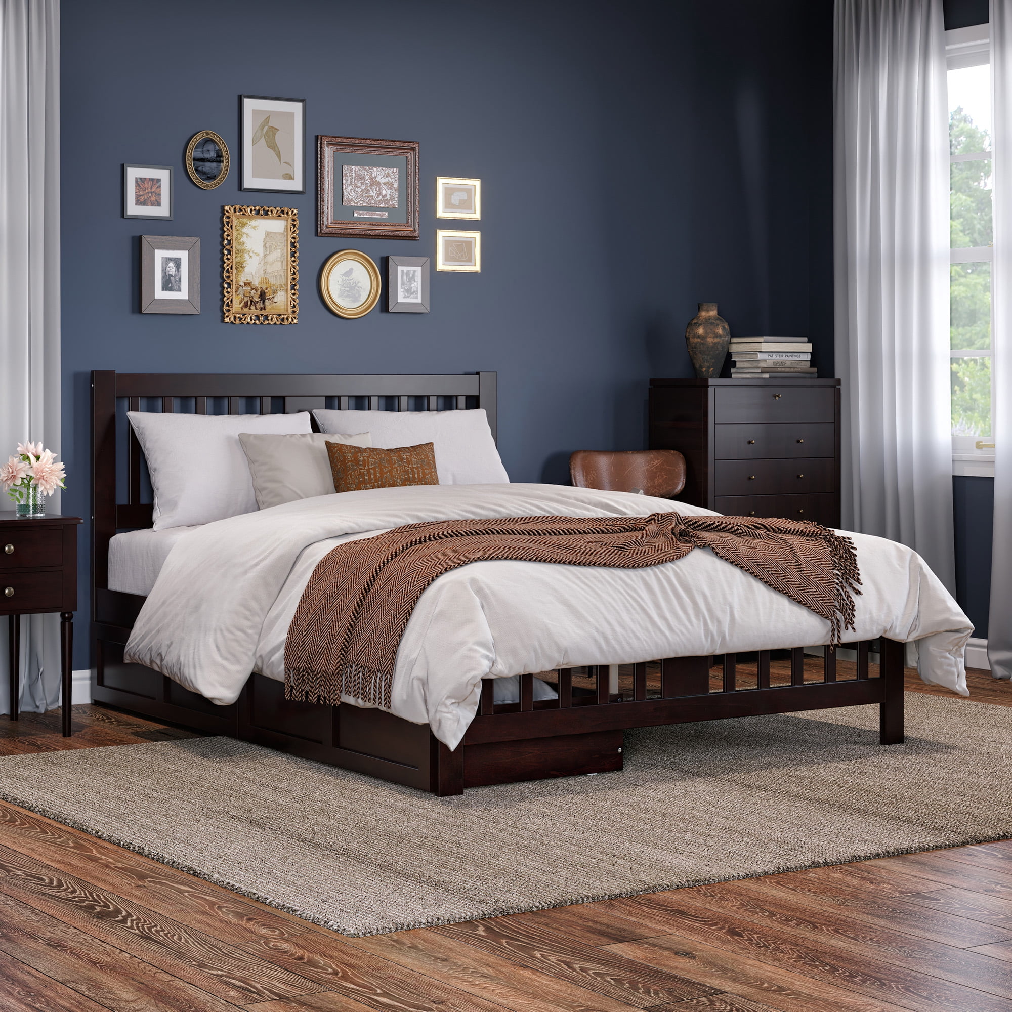 AFI Tahoe Queen Wood Platform Bed with Headboard Footboard & 2 Storage Drawers, Espresso
