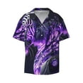 thumbnail image 2 of Lsque Purple Pattern White Tiger print Men's Cuban Collar Short Sleeve Shirt Summer Beachwear Casual Button Down Fashionable Vacation Leisure Shirt-Small, 2 of 7