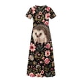 thumbnail image 6 of Uourmeti Girl's Maxi Dress Cute Hedgehog Flower Print Short Sleeve Dresses with Pockets Loose A-line Holiday Casual Dress for Girls, Size 7-8 Years, 6 of 7