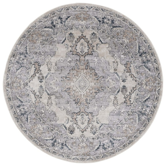 SAFAVIEH Oregon Ethelinda Oriental Area Rug, Beige/Grey, 6'7" x 6'7" Round