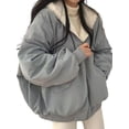 thumbnail image 2 of Jacket for Women Reversible Y2k Zip Up Hoodie Fleece Fur Winter Coat Cutecore Korean Clothes Blue L, 2 of 9