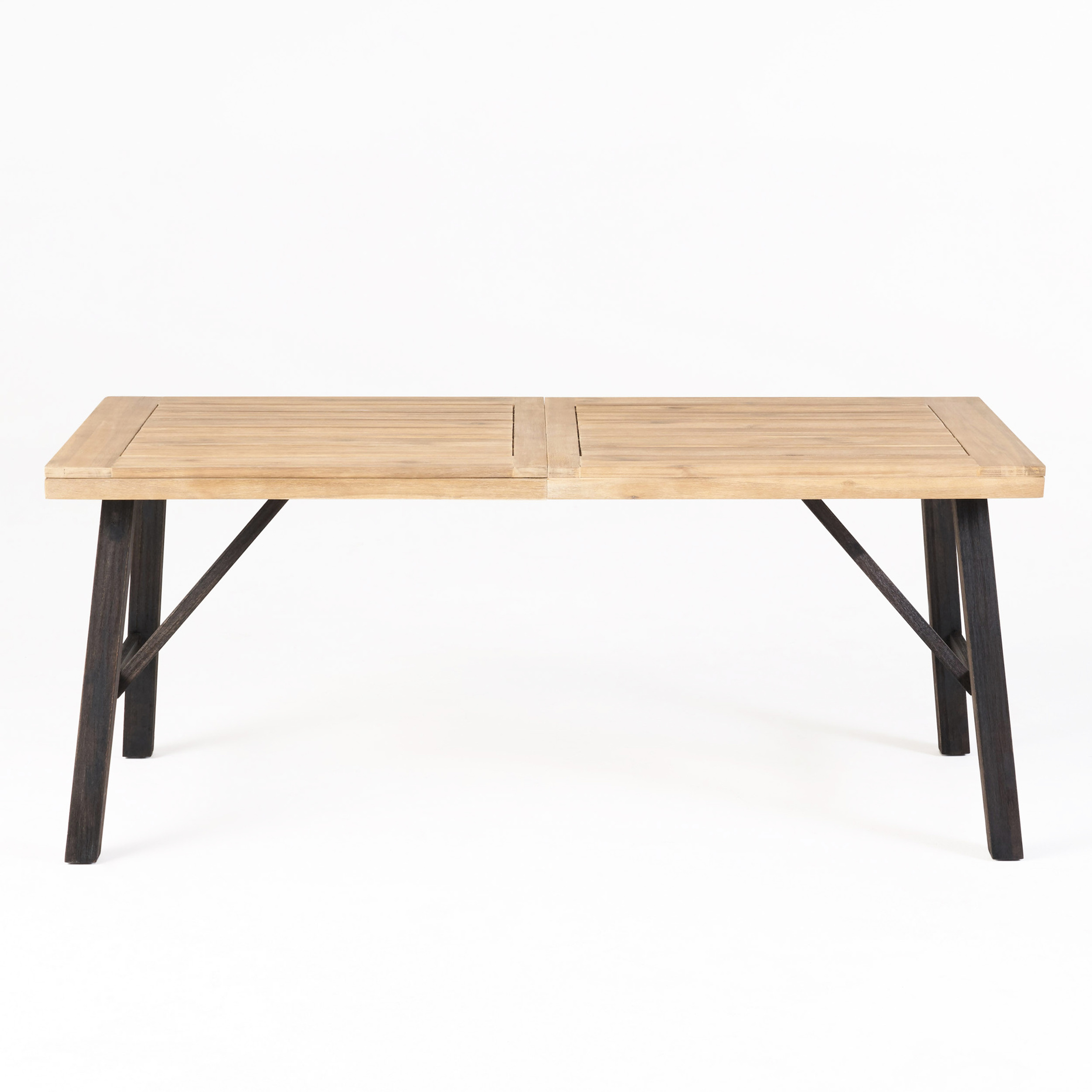 Dining Table - Wood, Slat Panel Top, , 300 Lbs Capacity, Grey, 69.14 In Deep, 34.19 Wide, 28.52 High Wood With Paneling, To Weather, Weight Grey Finish, Depth X Width Height