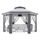 thumbnail image 1 of Yeshouse Carpa plegable de 4 x 4 metros (13 x 13 pies) para todo tipo de clima con mosquitera - Refugio solar de acero resistente de 6 lados con bolsa de transporte - Carpas tipo pabellón para patio, 1 of 8