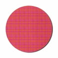 thumbnail image 1 of Abstract Mouse Pad for Computers, Plaid Pattern Inspired Hand Drawn Vertical and Horizontal Stripes, Round Non-Slip Thick Rubber Modern Mousepad, 8" Round, Hot Pink and Burnt Orange, by Ambesonne, 1 of 2