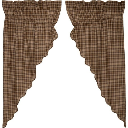 Dark Brown Curtains Dark Brown Rustic & Lodge Curtains Plainfield Rod Pocket Cotton Drawstring Ties Plaid Prairie Panel Pair ()