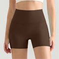 thumbnail image 5 of felwors High Waisted No Front Seam Biker Shorts 4 Inch Inseam Squat Proof Yoga Volleyball Running Coffee for Size M, 5 of 5