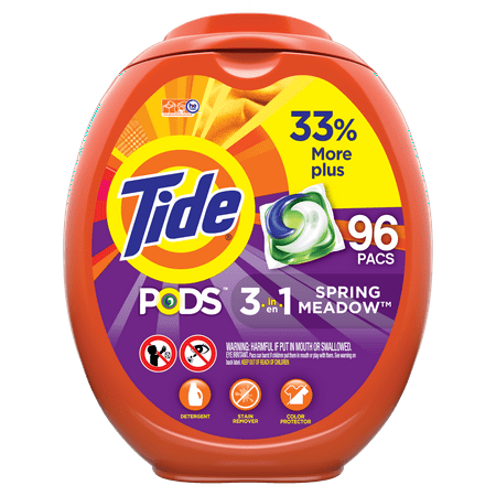 Tide PODS Liquid Laundry Detergent Pacs, Spring Meadow, 96 (Best Smelling Tide Pods)