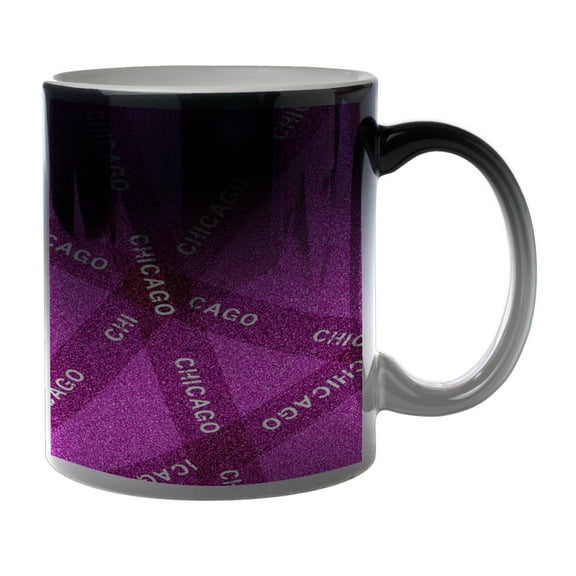KuzmarK Black Heat Morph Color Changing Coffee Cup Mug 11 Ounce - Chicago Pink Pride