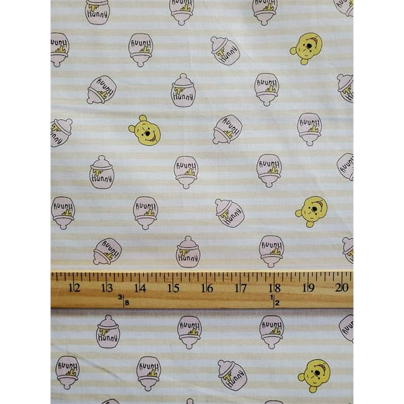 100% Cotton Fabric "Winnie The Pooh - HUNNY pattern" Print / 45" Wide / BTY