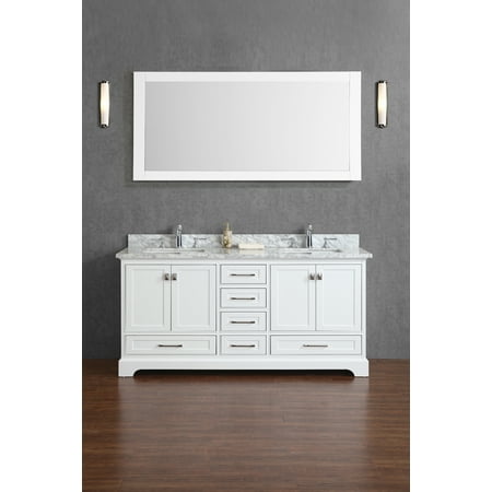 Newport White 72 inch Double Sink Bathroom Vanity with Mirror - Walmart.com