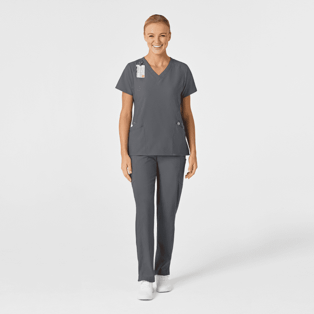 Uniforme médico con filipina cuello en V y pantalón Cargo para mujer color gris - Marca Wink