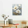 thumbnail image 2 of COMIO  White Flower Wall Art Blooming Floral with Gold Foil Canvas Print Wall Art The Picture for Living Room Bedroom Contemporary Wall Painting Decoration Modern Abstract Artwork, 2 of 4