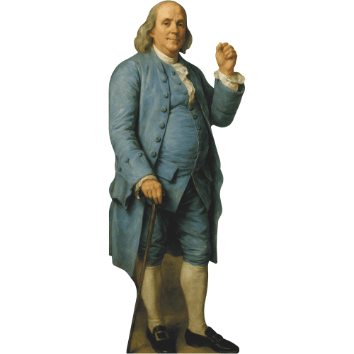 H76608 Benjamin Franklin Blue Suit Cardboard Cutout Standee Standup